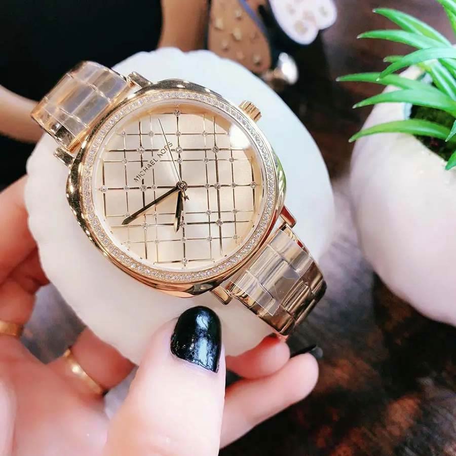 Shop Authentic Michael Kors Nia Quartz Gold Dial Gold Steel Strap Watch For Women - MK3989 - Luxxuri