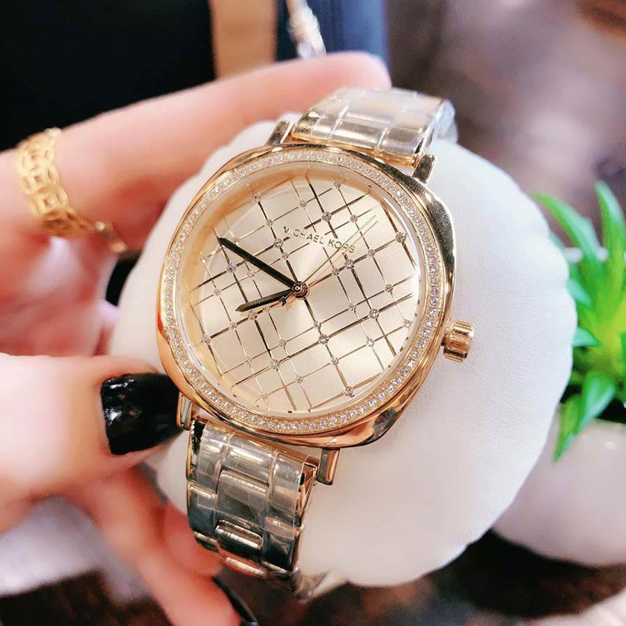 Shop Authentic Michael Kors Nia Quartz Gold Dial Gold Steel Strap Watch For Women - MK3989 - Luxxuri
