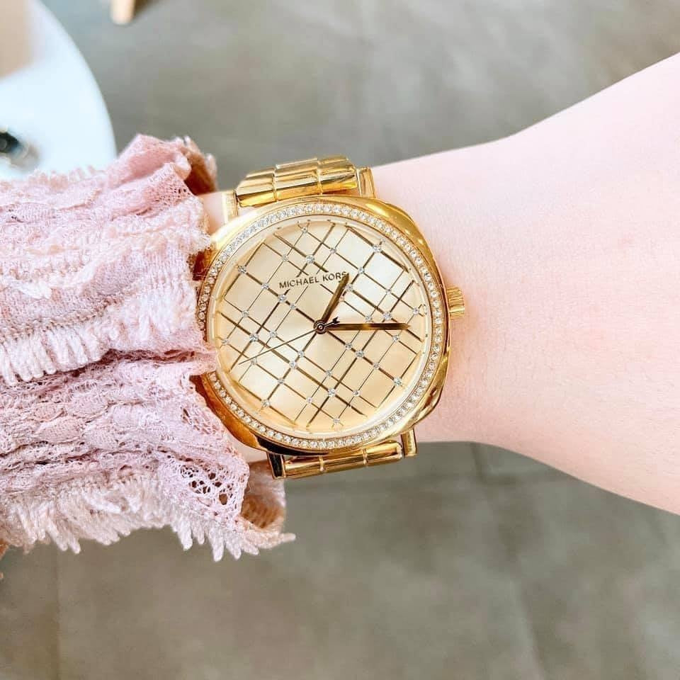 Shop Authentic Michael Kors Nia Quartz Gold Dial Gold Steel Strap Watch For Women - MK3989 - Luxxuri