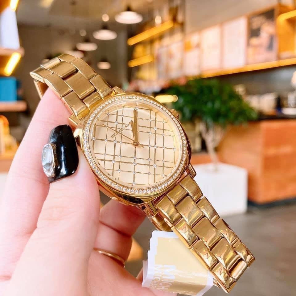 Shop Authentic Michael Kors Nia Quartz Gold Dial Gold Steel Strap Watch For Women - MK3989 - Luxxuri