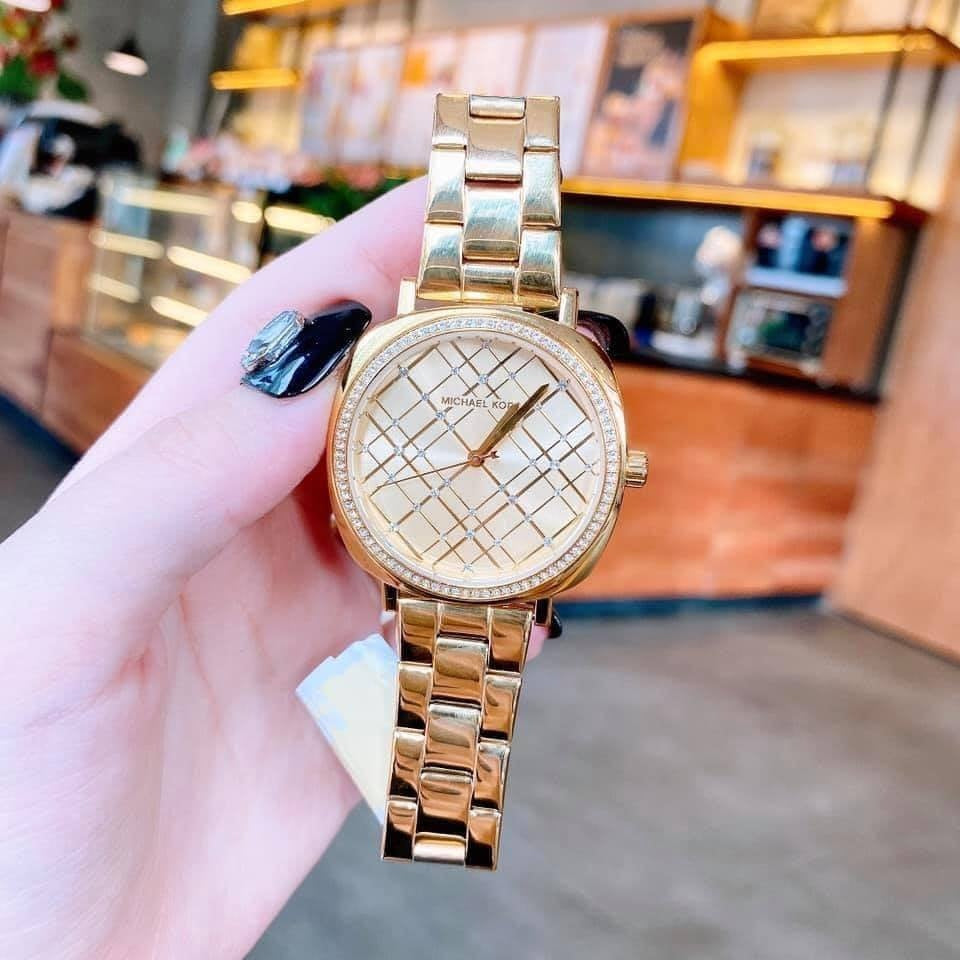 Shop Authentic Michael Kors Nia Quartz Gold Dial Gold Steel Strap Watch For Women - MK3989 - Luxxuri