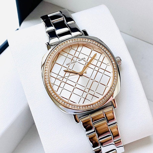 Shop Authentic Michael Kors Nia Quartz Silver Dial Silver Steel Strap Watch For Women - MK3988 - Luxxuri