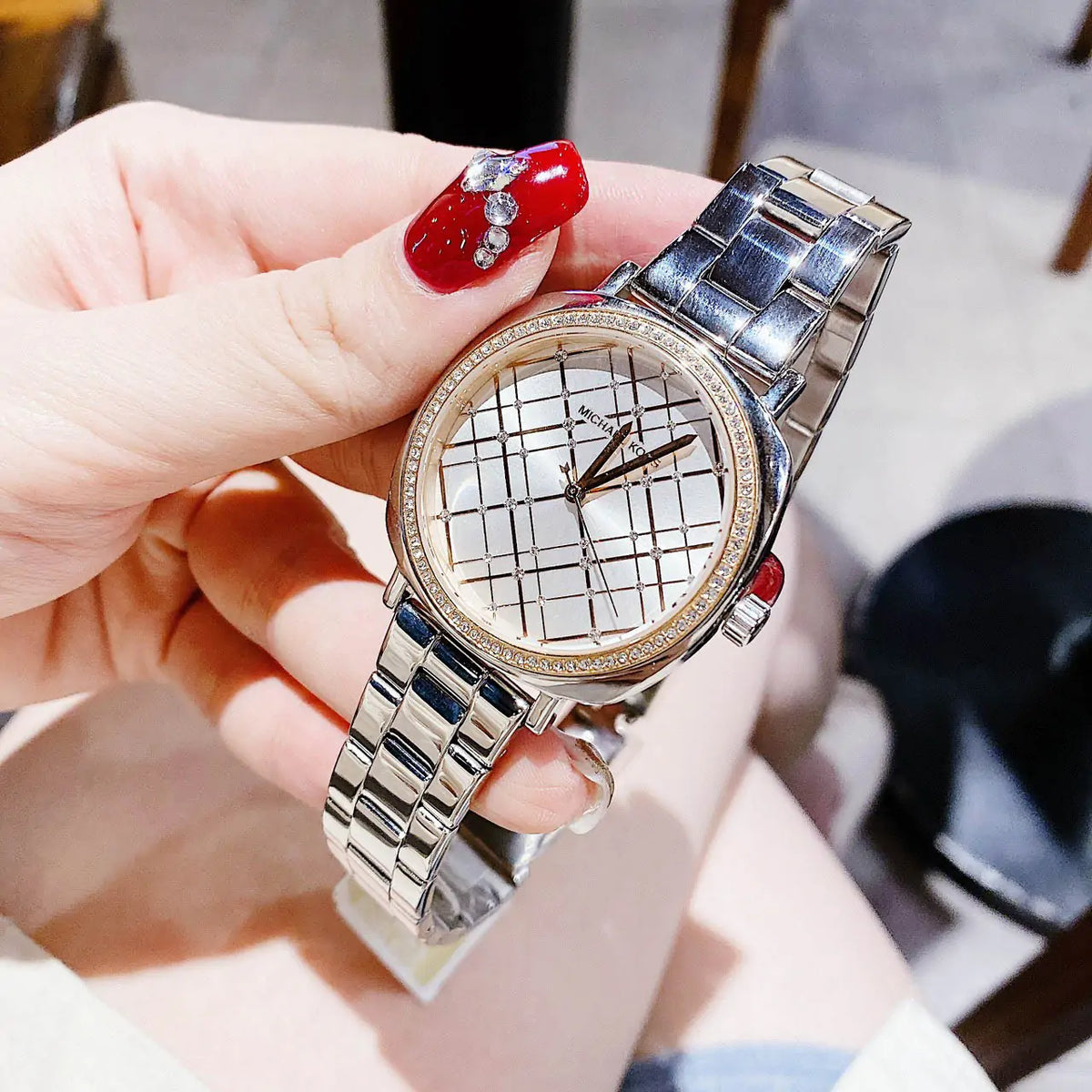 Shop Authentic Michael Kors Nia Quartz Silver Dial Silver Steel Strap Watch For Women - MK3988 - Luxxuri