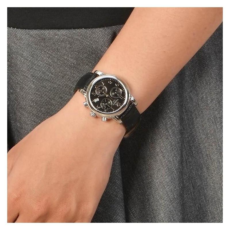 Shop Authentic Tissot Dressport Chronograph Black Dial Black Leather Strap Watch for Women - T050.217.17.057.00 - Luxxuri