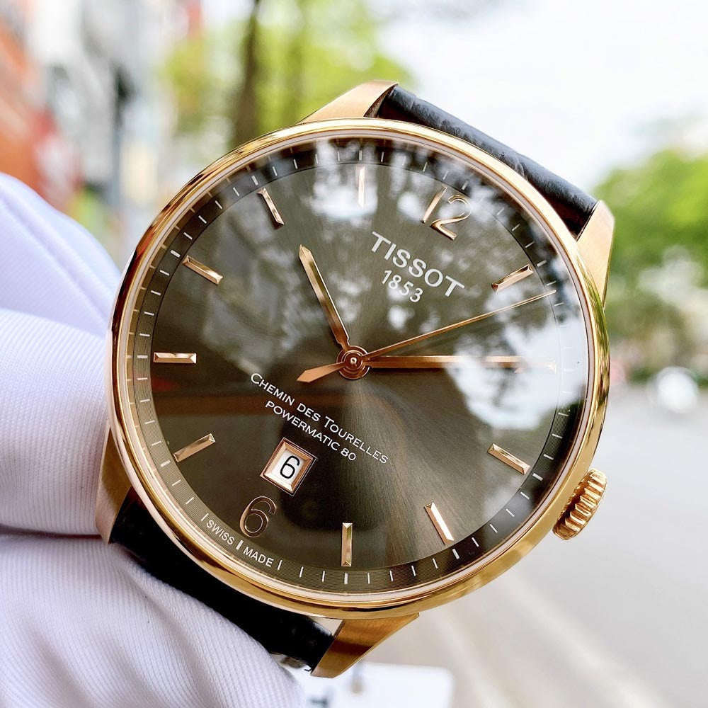 Shop Authentic Tissot T Classic Chemin Des Tourelles Powermatic 80 Brown Dial Brown Leather Strap Watch for Men - T099.407.36.447.00 - Luxxuri