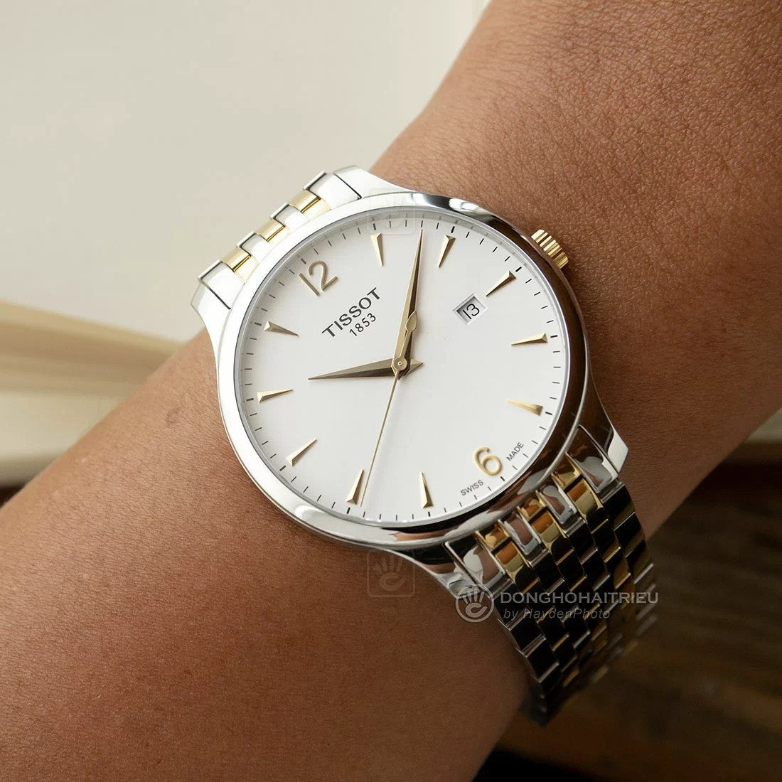 Shop Authentic Tissot T Classic Tradition White Dial Two Tone Mesh Bracelet Watch for Women - T063.210.22.037.00 - Luxxuri