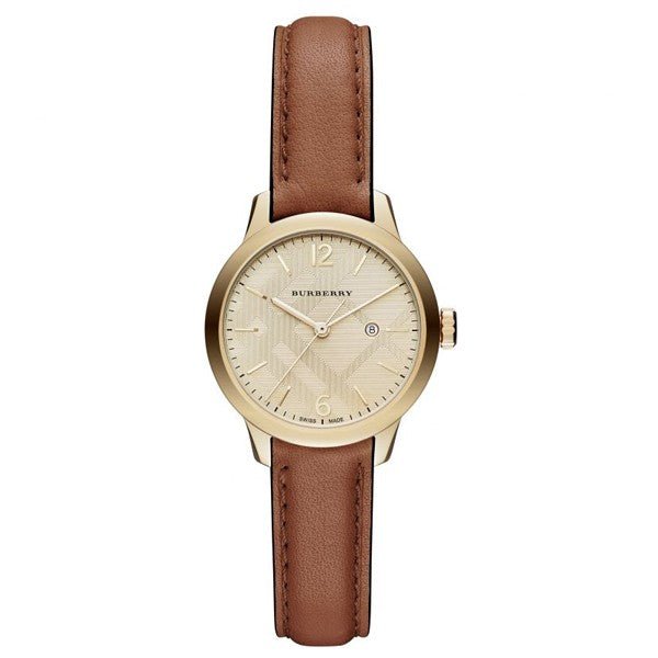 Shop Authentic Burberry The Classic Champagne Gold Dial Brown Leather Strap Watch for Women - BU10101 - Luxxuri