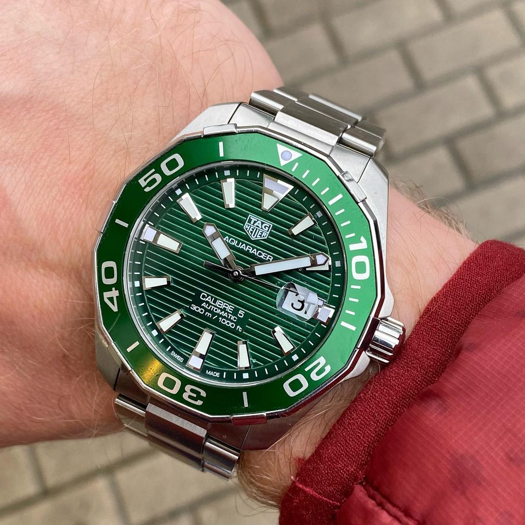 Shop Authentic Tag Heuer Aquaracer Green Dial Watch for Men - WAY201S.BA0927 - Luxxuri