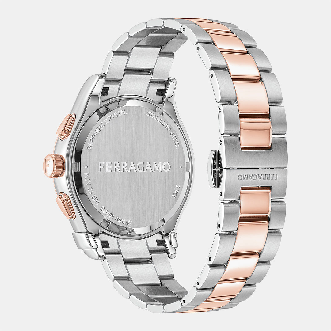 Salvatore Ferragamo 1927 Chrono Silver Dial Two Tone Steel Strap Watch for Men - SFKZ00623