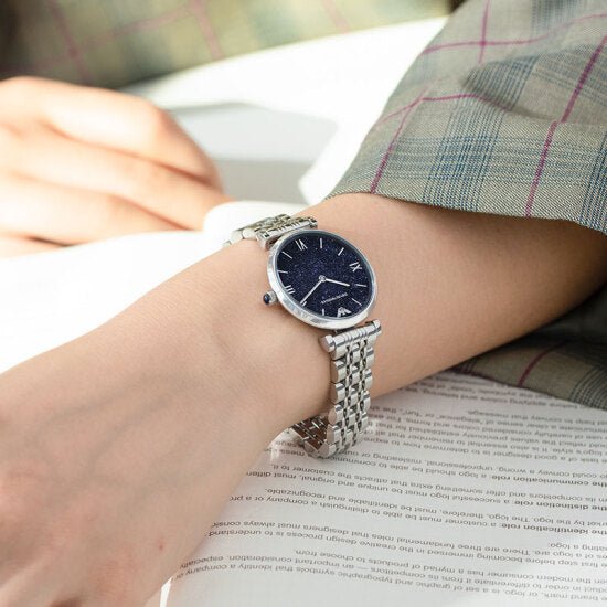Shop Authentic Emporio Armani Gianni T Bar Dark Blue Dial Silver Stainless Steel Watch For Women - AR11091 - Luxxuri