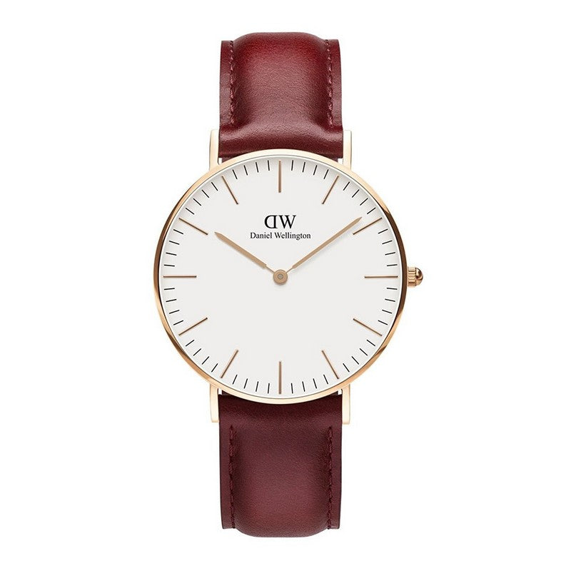 Shop Authentic Daniel Wellington Classic Suffolk White Dial Brown Leather Strap Watch For Men - DW00100122 - Luxxuri
