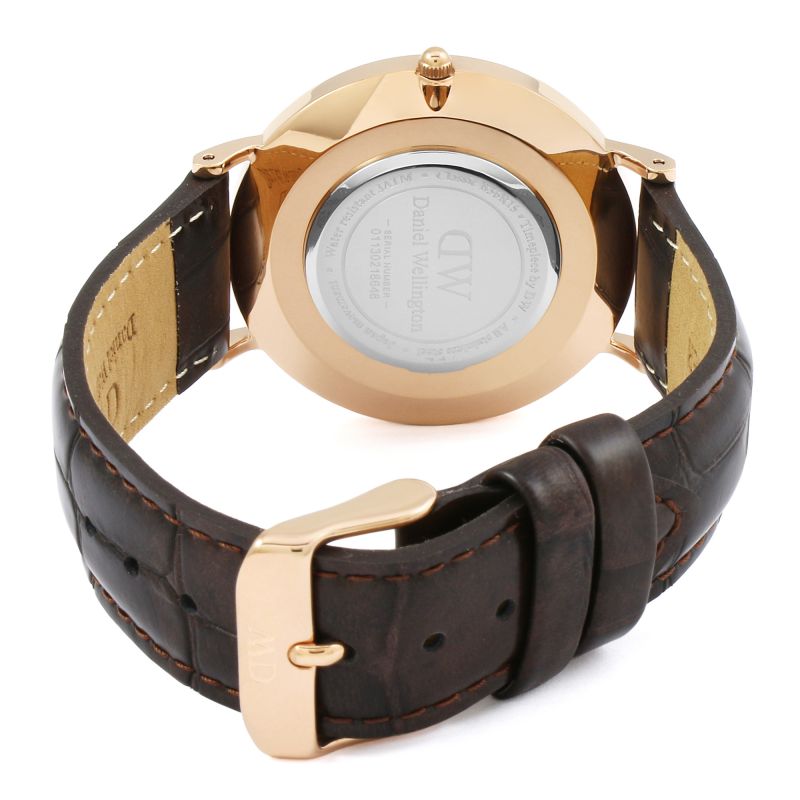 Shop Authentic Daniel Wellington Classic York Black Dial Brown Leather Strap Watch For Women - DW00100140 - Luxxuri
