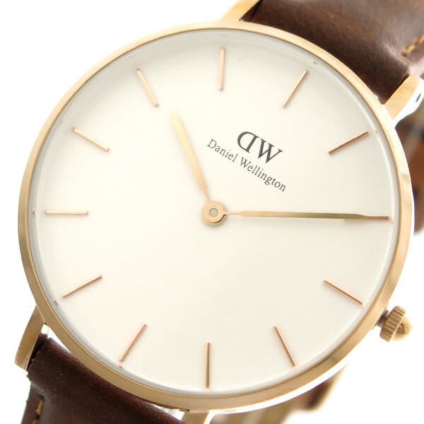 Shop Authentic Daniel Wellington Petite Durham White Dial Brown Leather Strap Watch For Women - DW00100172 - Luxxuri