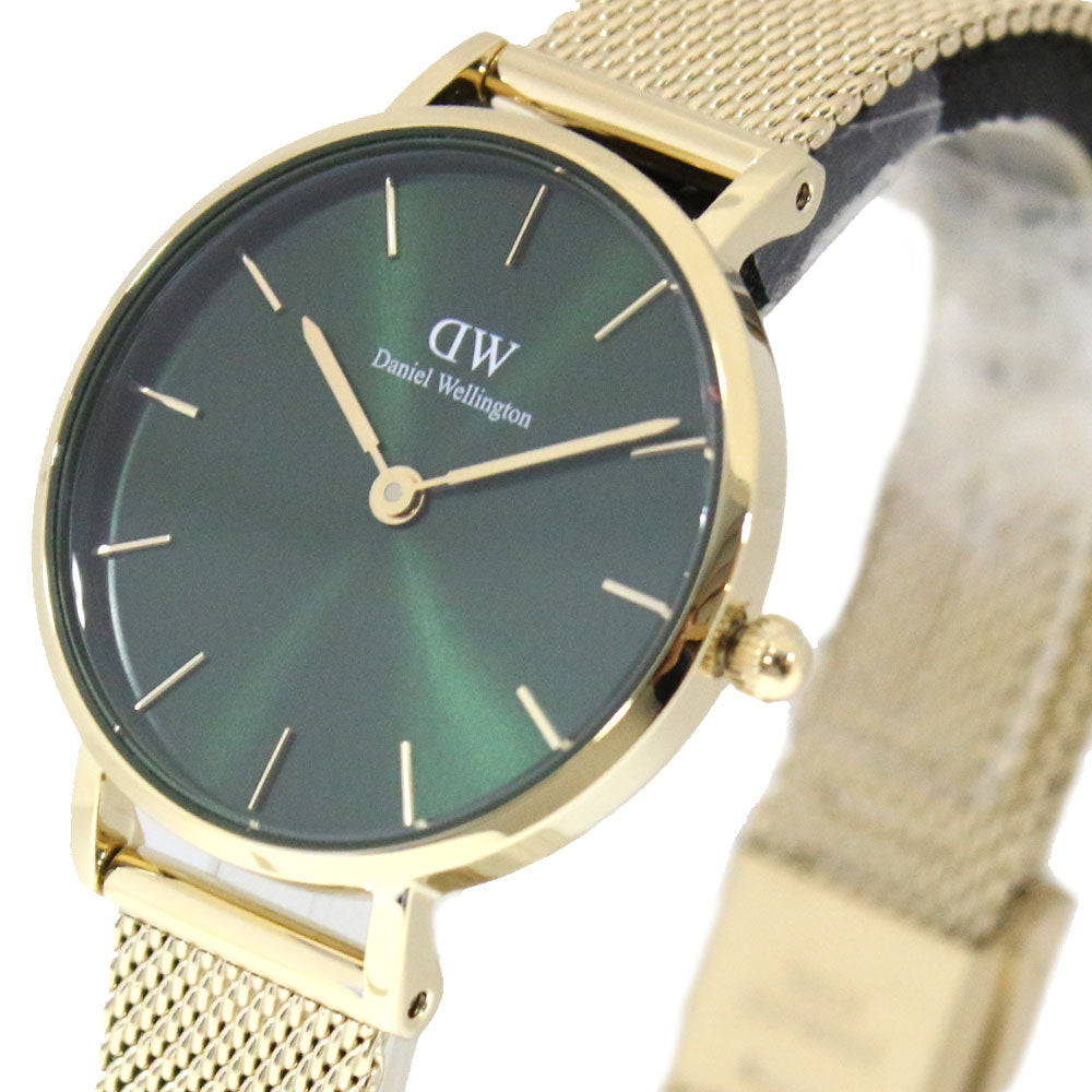 Shop Authentic Daniel Wellington Petite Emerald Green Dial Gold Mesh Strap Watch For Women - DW00100479 - Luxxuri
