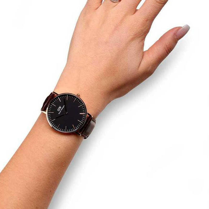 Shop Authentic Daniel Wellington Classic Bristol Black Dial Brown Leather Strap Watch for Men - DW00100137 - Luxxuri