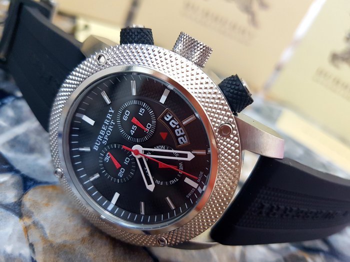 Shop Authentic Burberry Endurance Sport Chronograph Black Dial Black Rubber Strap Watch for Men - BU7700 - Luxxuri