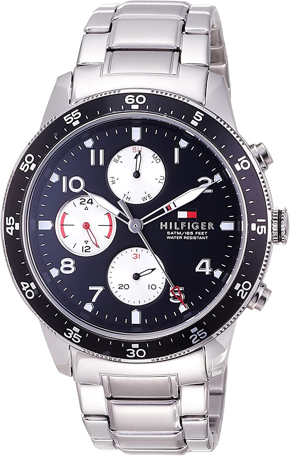 Shop Authentic Tommy Hilfiger Jimmy Multifunction Black Dial Silver Steel Strap Watch For Men - 1791950 - Luxxuri
