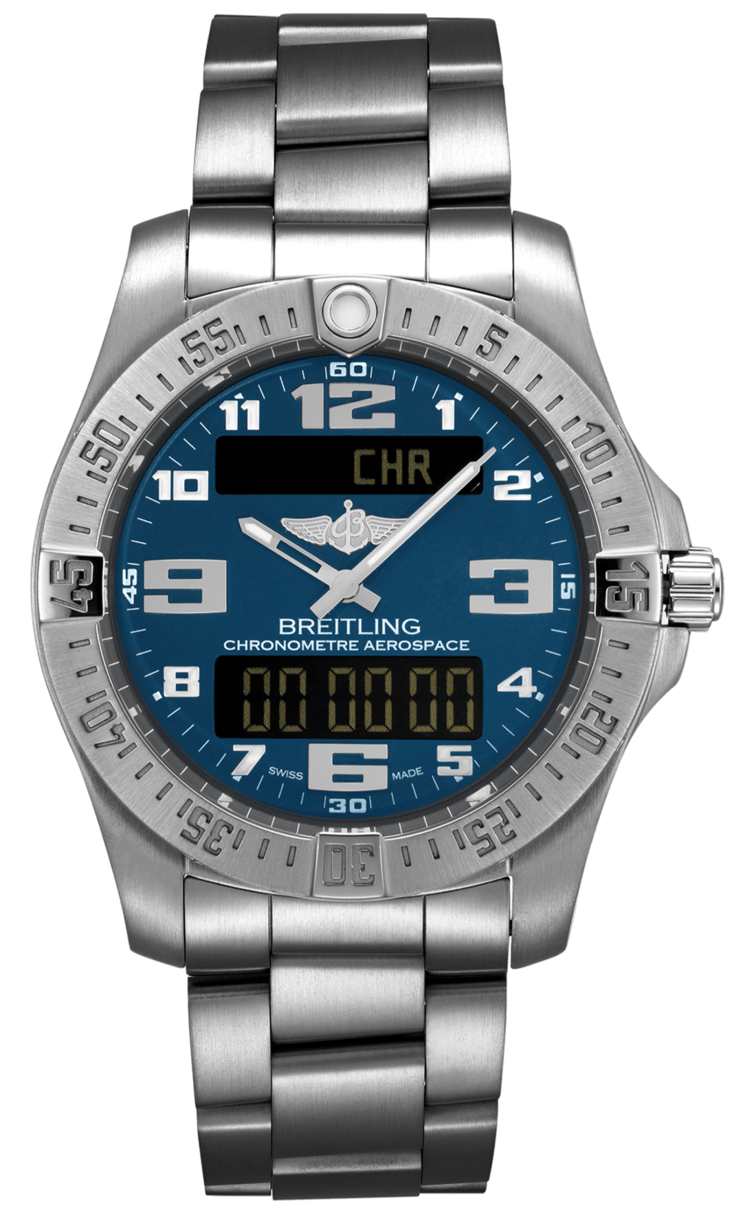 Breitling Aerospace Evo Blue Dial Silver Steel Strap Watch for Men - E79363101C1E1
