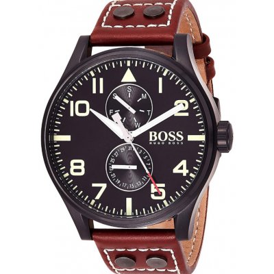Shop Authentic Hugo Boss Aeroliner Maxx Black Dial Brown Leather Strap Watch For Men - 1513079 - Luxxuri