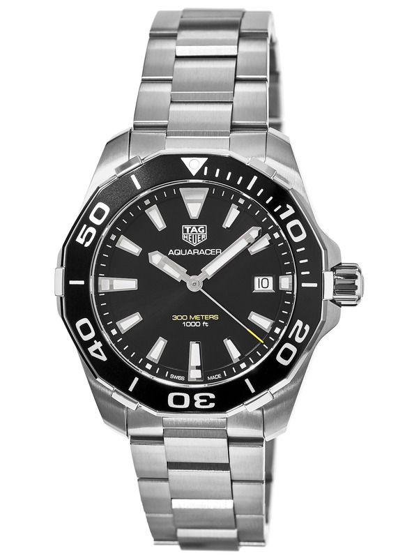 Shop Authentic Tag Heuer Aquaracer Black Dial Silver Steel Strap Watch for Men - WAY111A.BA0928 - Luxxuri