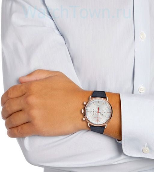 Shop Authentic Emporio Armani Aviator Silver Dial Blue Leather Strap Watch For Men - AR11123 - Luxxuri