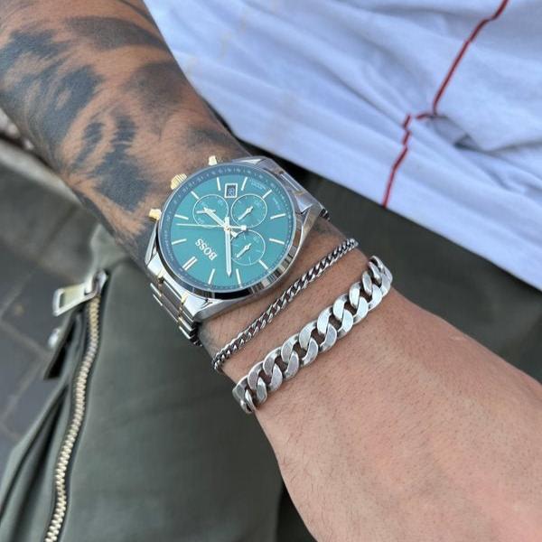 Shop Authentic Hugo Boss Champion Green Dial Silver Steel Strap Watch for Men - 1513878 - Luxxuri