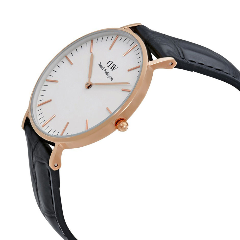 Shop Authentic Daniel Wellington Classic Reading White Dial Black Leather Strap Watch For Women - DW00100041 - Luxxuri