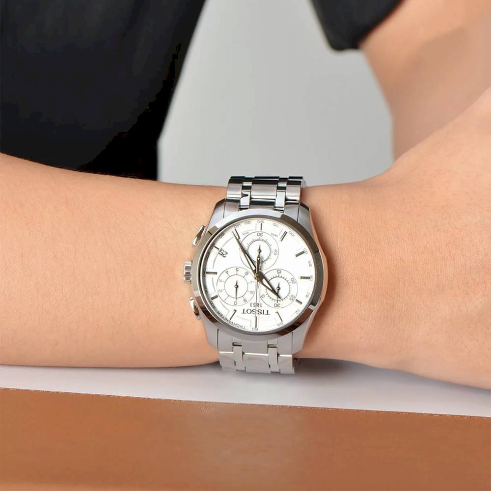 Shop Authentic Tissot T Classic Couturier Chronograph White Dial Silver Steel Strap Watch For Men - T101.617.11.031.00 - Luxxuri