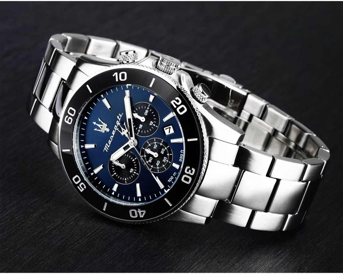 Shop Authentic Maserati Competizione Chronograph Blue Dial Silver Steel Strap Watch For Men - R8873600009 - Luxxuri