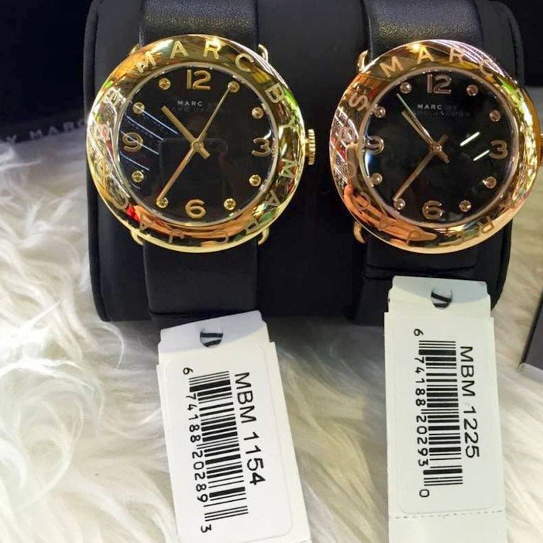 Shop Authentic Marc Jacobs Amy Black Dial Black Leather Strap Watch for Women - MBM1225 - Luxxuri