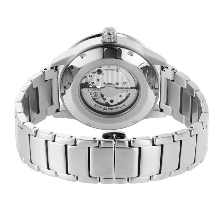 Emporio Armani Meccanico Automatic Green Dial Silver Steel Strap Watch For Men - AR60053