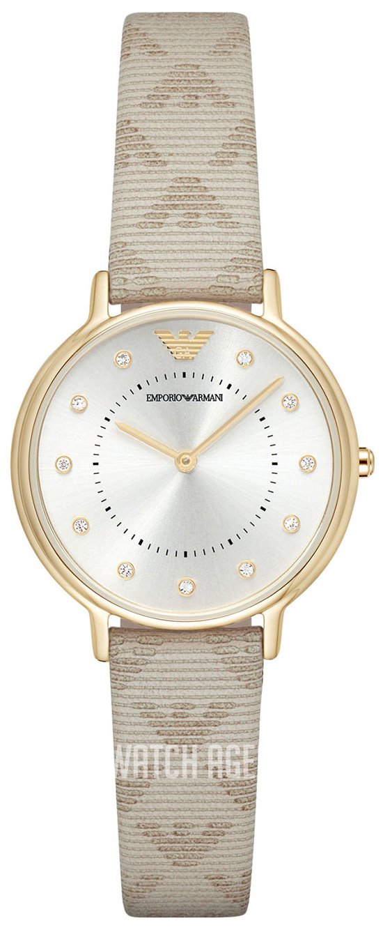 Shop Authentic Emporio Armani Kappa Quartz Silver Dial Beige Leather Strap Watch For Women - AR11042 - Luxxuri