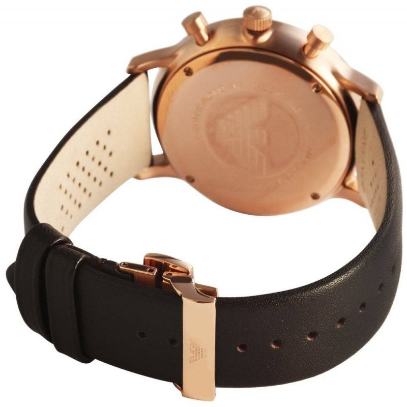 Shop Authentic Emporio Armani Gianni Classic Chronograph White Dial Brown Leather Strap Watch For Men - AR0398 - Luxxuri