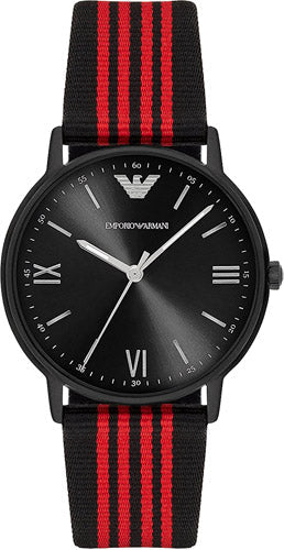 Shop Authentic Emporio Armani Kappa Black Dial Two Tone NATO Strap Watch For Men - AR11015 - Luxxuri