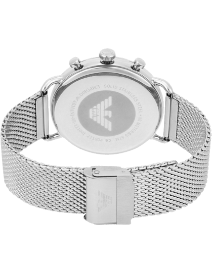 Shop Authentic Emporio Armani Chronograph Black Dial Silver Mesh Bracelet Watch For Men - AR11104 - Luxxuri