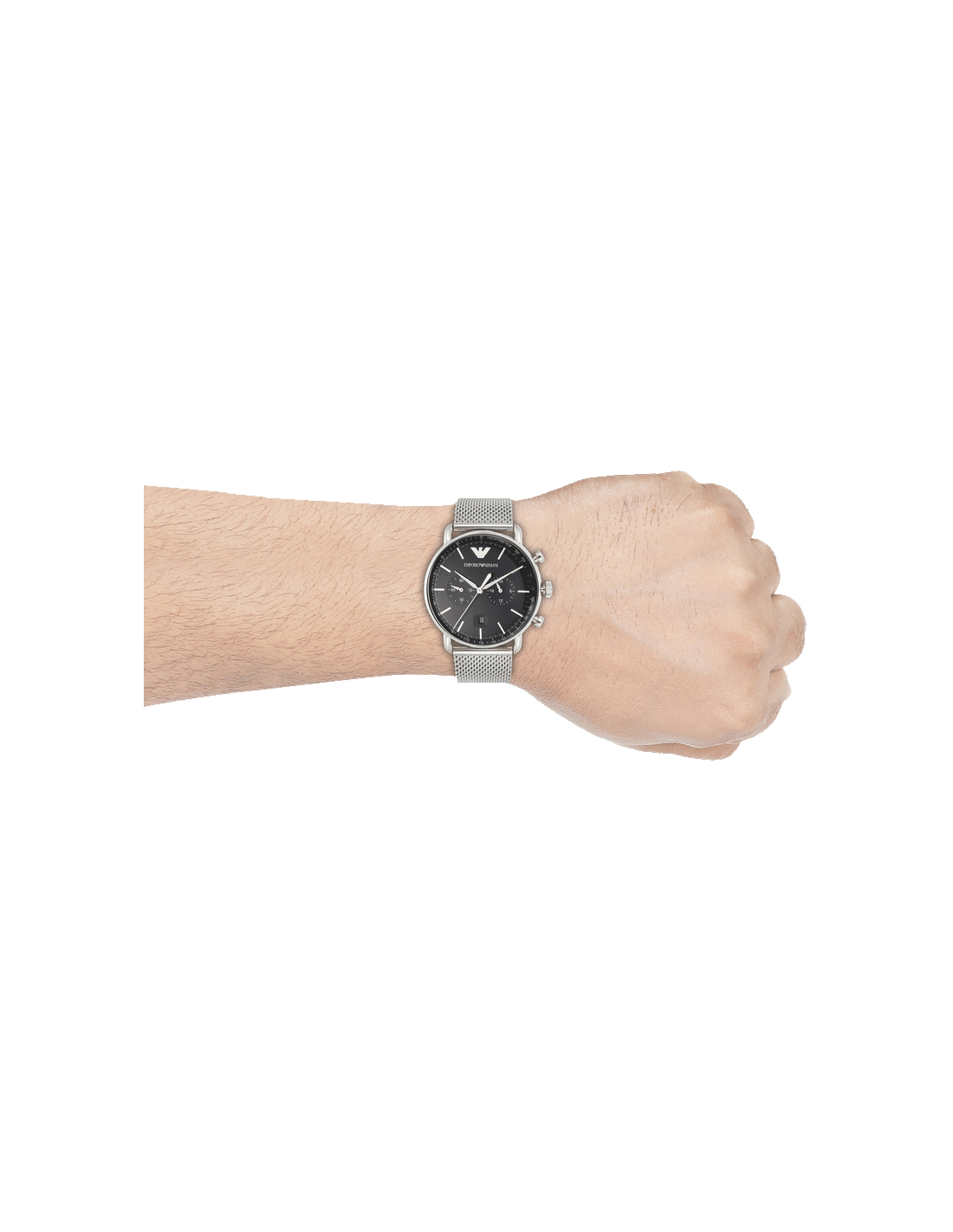 Shop Authentic Emporio Armani Chronograph Black Dial Silver Mesh Bracelet Watch For Men - AR11104 - Luxxuri