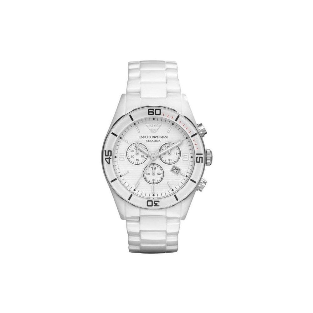 Shop Authentic Emporio Armani Ceramic Chronograph White Dial White Ceramic Strap Watch For Men - AR1424 - Luxxuri