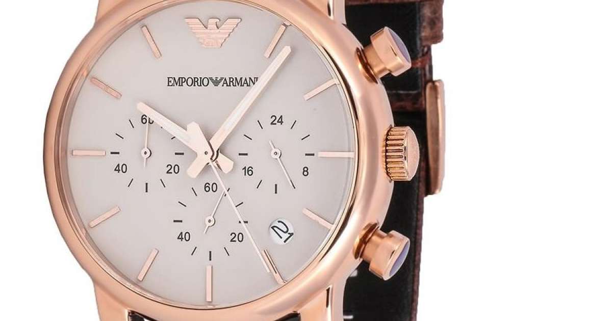 Shop Authentic Emporio Armani Classic Chronograph White Dial Brown Leather Strap Watch For Men - AR1809 - Luxxuri