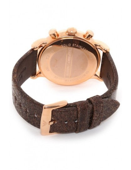 Shop Authentic Emporio Armani Classic Chronograph White Dial Brown Leather Strap Watch For Men - AR1809 - Luxxuri