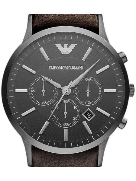 Shop Authentic Emporio Armani Sportivo Black Dial Brown Leather Strap Watch For Men - AR2462 - Luxxuri