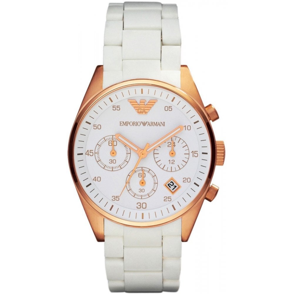 Shop Authentic Emporio Armani Sportivo Silver Dial White Silicone Strap Watch For Women - AR5920 - Luxxuri