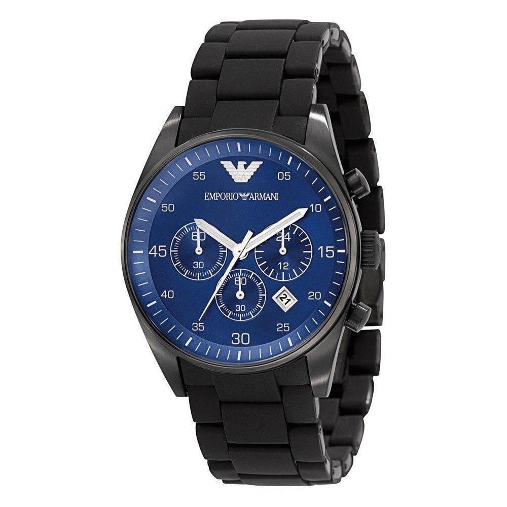 Shop Authentic Emporio Armani Sportivo Chronograph Blue Dial Black Strap Watch For Men - AR5921 - Luxxuri
