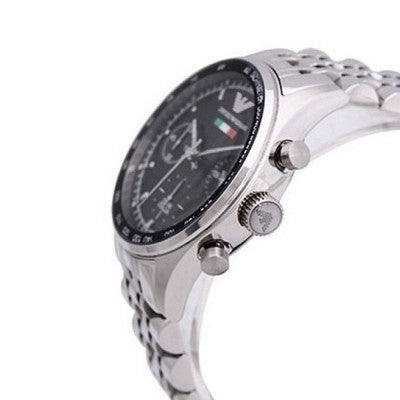 Shop Authentic Emporio Armani Sportivo Chronograph Black Dial Silver Steel Strap Watch For Men - AR5984 - Luxxuri