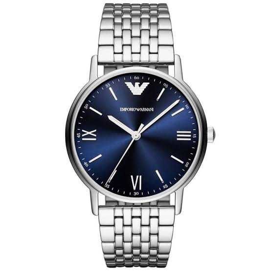 Shop Authentic Emporio Armani Kappa Quartz Blue Dial Silver Steel Strap Watch For Men - AR80010 - Luxxuri