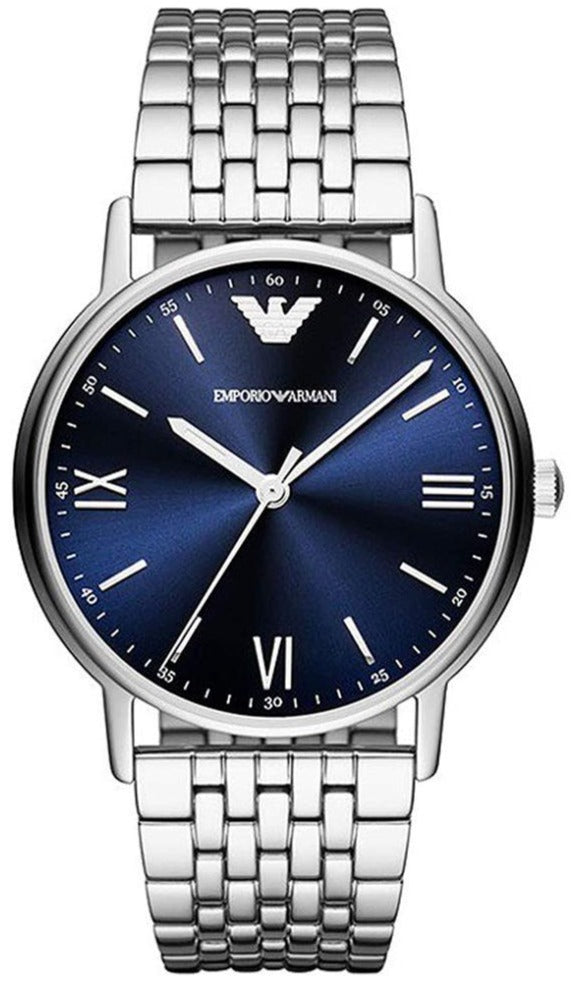 Shop Authentic Emporio Armani Kappa Quartz Blue Dial Silver Steel Strap Watch For Men - AR80010 - Luxxuri