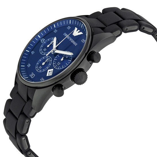 Shop Authentic Emporio Armani Sportivo Chronograph Blue Dial Black Strap Watch For Men - AR5921 - Luxxuri