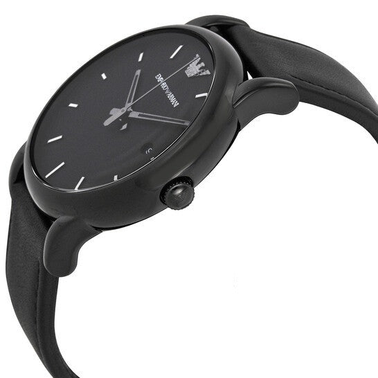 Shop Authentic Emporio Armani Classic Black Dial Black Leather Strap Watch For Men - AR1732 - Luxxuri