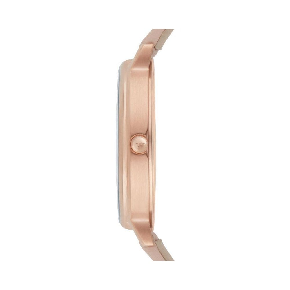 Shop Authentic Emporio Armani Kappa Rose Gold & White Dial Beige Nude Leather Strap Watch For Women - AR2510 - Luxxuri