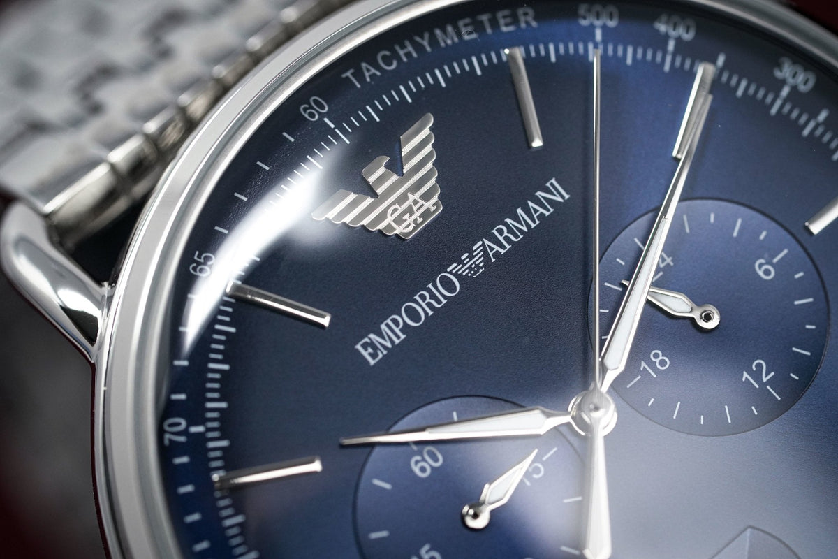 Shop Authentic Emporio Armani Aviator Chronograph Blue Dial Silver Steel Strap Watch For Men - AR11238 - Luxxuri