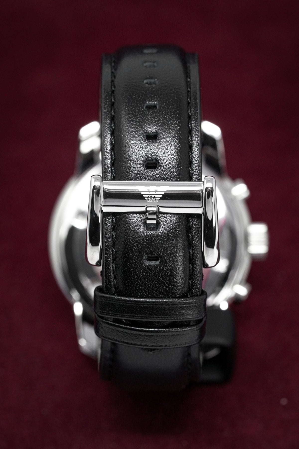 Shop Authentic Emporio Armani Classic Chronograph Black Dial Black Leather Strap Watch For Men - AR0431 - Luxxuri